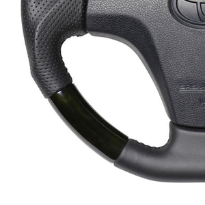 REAL ORIGINAL SERIES SOFT D SHAPE BLACK WOOD BLACK STITCH STEERING WHEEL FOR TOYOTA SUCCEED 160 : KOUKI  TYB-BKW-BK