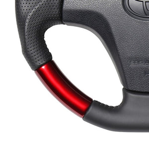 REAL ORIGINAL SERIES SOFT D SHAPE PEARL RED BLACK STITCH STEERING WHEEL FOR DAIHATSU MOVE LA100S TYB-RDW-BK