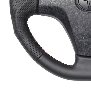 REAL ORIGINAL SERIES SOFT D SHAPE ALL LEATHER RED STITCH STEERING WHEEL FOR TOYOTA PIXIS TRUCK S500U:ZENKI 510U:ZENKI  TYB-LPB-RD