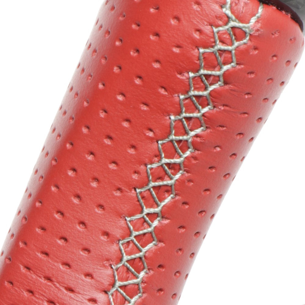 REAL PREMIUM SERIES D SHAPE BLACK CARBON & RED LEATHER SILVER EURO STITCH STEERING WHEEL FOR TOYOTA SUPRA DB TYPE  TYCP-RD-BKC