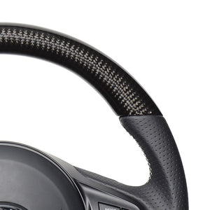 REAL PREMIUM SERIES D SHAPE BLACK CARBON SILVER EURO STITCH STEERING WHEEL FOR TOYOTA SUPRA DB TYPE  TYCP-BK-BKC