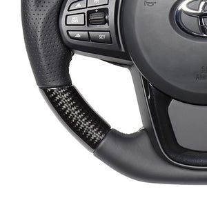 REAL PREMIUM SERIES D SHAPE BLACK CARBON SILVER EURO STITCH STEERING WHEEL FOR TOYOTA SUPRA DB TYPE  TYCP-BK-BKC