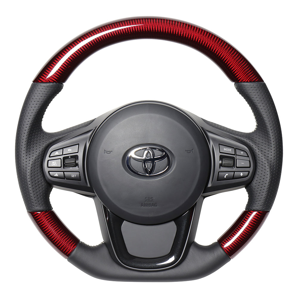REAL PREMIUM SERIES D SHAPE RED CARBON SILVER EURO STITCH STEERING WHEEL FOR TOYOTA SUPRA DB TYPE  TYCP-RDC-SL
