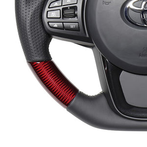REAL PREMIUM SERIES D SHAPE RED CARBON SILVER EURO STITCH STEERING WHEEL FOR TOYOTA SUPRA DB TYPE  TYCP-RDC-SL