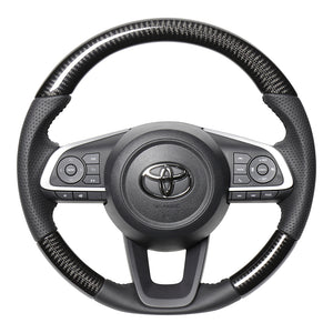 REAL ORIGINAL SERIES SOFT D SHAPE BLACK CARBON BLACK STITCH STEERING WHEEL FOR SUBARU JUSTY 900 : KOUKI  TYD-BKC-BK