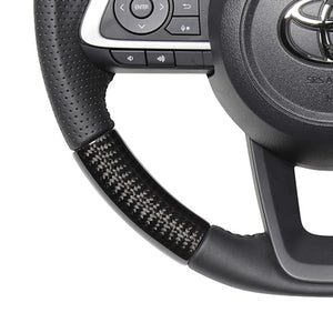 REAL ORIGINAL SERIES SOFT D SHAPE BLACK CARBON BLACK STITCH STEERING WHEEL FOR DAIHATSU THOR 900 : KOUKI  TYD-BKC-BK