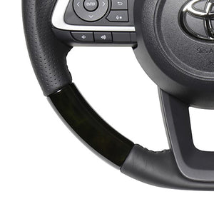 REAL ORIGINAL SERIES SOFT D SHAPE BLACK WOOD BLACK STITCH STEERING WHEEL FOR TOYOTA RISE 200  TYD-BKW-BK