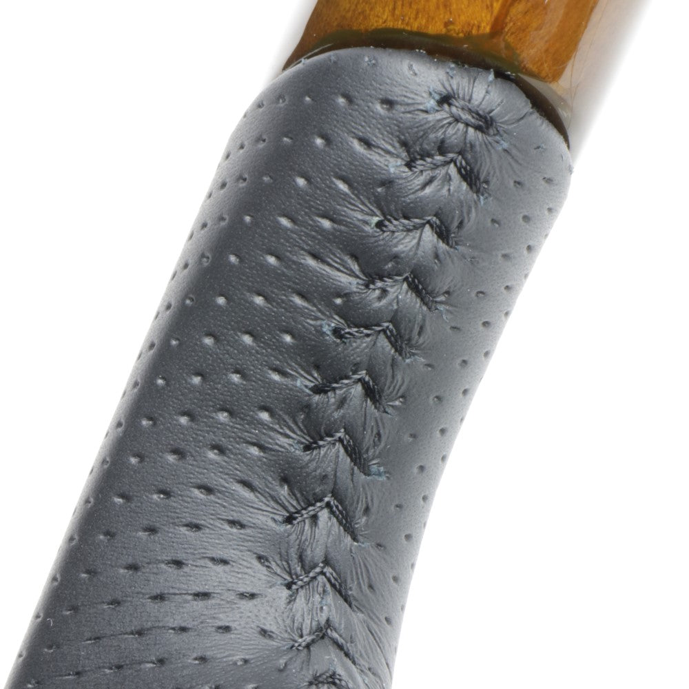 REAL ORIGINAL SERIES SOFT D SHAPE 42 BROWN WOOD BLACK STITCH STEERING WHEEL FOR TOYOTA ROOMY 900 : KOUKI  TYD-42BRW-BK