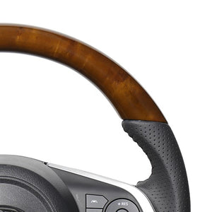 REAL ORIGINAL SERIES SOFT D SHAPE 42 BROWN WOOD BLACK STITCH STEERING WHEEL FOR TOYOTA ROOMY 900 : KOUKI  TYD-42BRW-BK