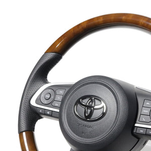 REAL ORIGINAL SERIES SOFT D SHAPE 42 BROWN WOOD BLACK STITCH STEERING WHEEL FOR DAIHATSU THOR 900 : KOUKI  TYD-42BRW-BK