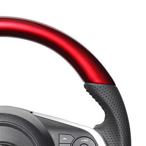 REAL ORIGINAL SERIES SOFT D SHAPE PEARL RED BLACK STITCH STEERING WHEEL FOR SUBARU JUSTY 900 : KOUKI  TYD-RDW-BK