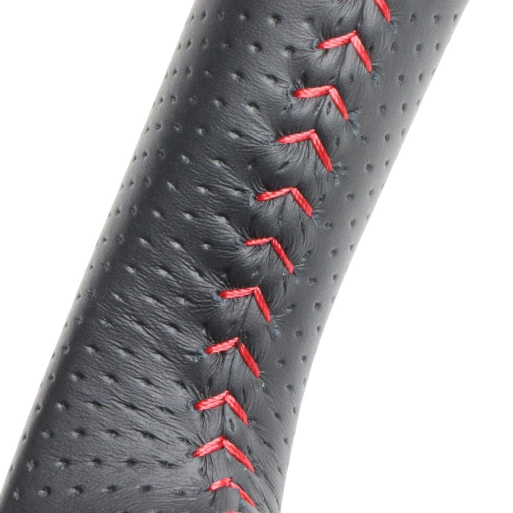 REAL ORIGINAL SERIES SOFT D SHAPE ALL LEATHER RED STITCH STEERING WHEEL FOR TOYOTA RISE 200  TYD-LPB-RD