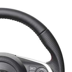 REAL ORIGINAL SERIES SOFT D SHAPE ALL LEATHER RED STITCH STEERING WHEEL FOR TOYOTA RISE 200  TYD-LPB-RD