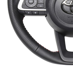REAL ORIGINAL SERIES SOFT D SHAPE ALL LEATHER RED STITCH STEERING WHEEL FOR TOYOTA RISE 200  TYD-LPB-RD