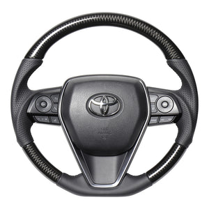 REAL PREMIUM SERIES SOFT D SHAPE BLACK CARBON BLACK EURO STITCH STEERING WHEEL FOR TOYOTA HARRIER 80  TYFP-BKC