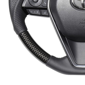 REAL PREMIUM SERIES SOFT D SHAPE BLACK CARBON BLACK EURO STITCH STEERING WHEEL FOR TOYOTA HARRIER 80  TYFP-BKC