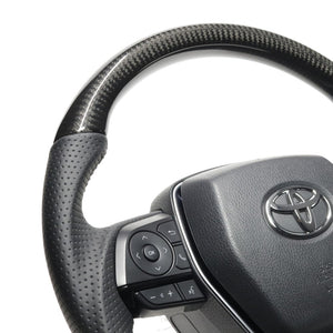 REAL PREMIUM SERIES SOFT D SHAPE BLACK CARBON BLACK EURO STITCH STEERING WHEEL FOR TOYOTA HARRIER 80  TYFP-BKC