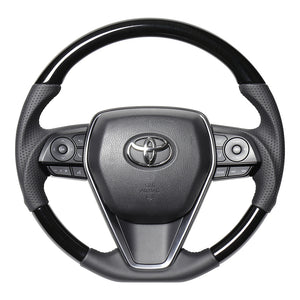 REAL PREMIUM SERIES SOFT D SHAPE 38B BLACK WOOD BLACK EURO STITCH STEERING WHEEL FOR TOYOTA HARRIER 80  TYFP-38BBKW