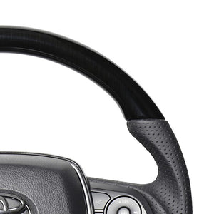 REAL PREMIUM SERIES SOFT D SHAPE 38B BLACK WOOD BLACK EURO STITCH STEERING WHEEL FOR TOYOTA HARRIER 80  TYFP-38BBKW