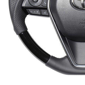 REAL PREMIUM SERIES SOFT D SHAPE 38B BLACK WOOD BLACK EURO STITCH STEERING WHEEL FOR TOYOTA HARRIER 80  TYFP-38BBKW