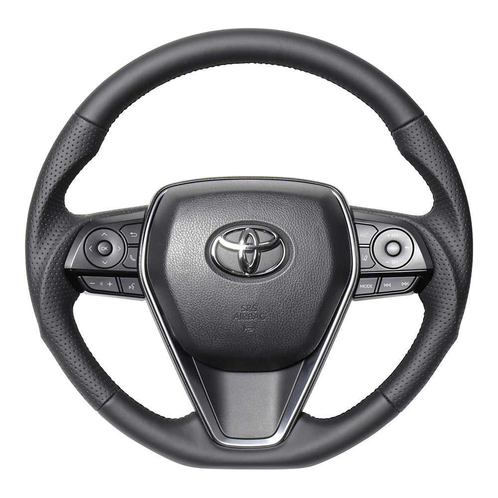 REAL PREMIUM SERIES SOFT D SHAPE NAPPA ALL LEATHER BLACK EURO STITCH STEERING WHEEL FOR TOYOTA HARRIER 80  TYFP-LPB