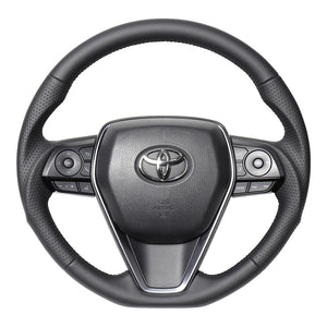 REAL PREMIUM SERIES SOFT D SHAPE NAPPA ALL LEATHER BLACK EURO STITCH STEERING WHEEL FOR TOYOTA HARRIER 80  TYFP-LPB