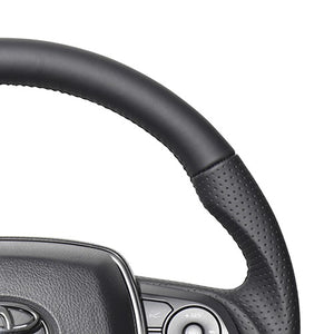 REAL PREMIUM SERIES SOFT D SHAPE NAPPA ALL LEATHER BLACK EURO STITCH STEERING WHEEL FOR TOYOTA HARRIER 80  TYFP-LPB