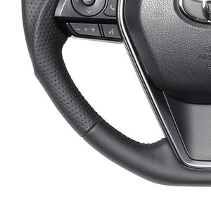 REAL PREMIUM SERIES SOFT D SHAPE NAPPA ALL LEATHER BLACK EURO STITCH STEERING WHEEL FOR TOYOTA HARRIER 80  TYFP-LPB