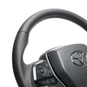 REAL PREMIUM SERIES SOFT D SHAPE NAPPA ALL LEATHER BLACK EURO STITCH STEERING WHEEL FOR TOYOTA HARRIER 80  TYFP-LPB