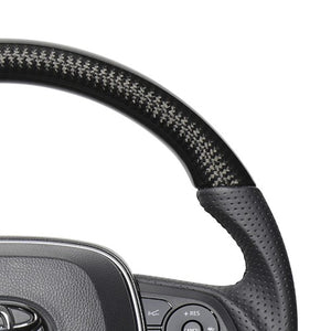 REAL PREMIUM SERIES SOFT D SHAPE BLACK CARBON BLACK EURO STITCH STEERING WHEEL FOR TOYOTA RAV4 PHV 50  TYFP-BKC