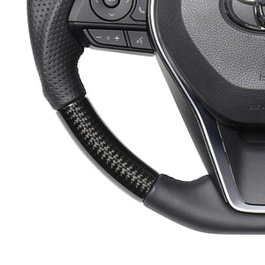 REAL PREMIUM SERIES SOFT D SHAPE BLACK CARBON BLACK EURO STITCH STEERING WHEEL FOR TOYOTA RAV4 PHV 50  TYFP-BKC