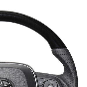 REAL PREMIUM SERIES SOFT D SHAPE 38B BLACK WOOD BLACK EURO STITCH STEERING WHEEL FOR TOYOTA RAV4 PHV 50  TYFP-38BBKW