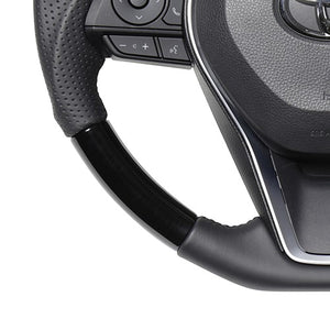 REAL PREMIUM SERIES SOFT D SHAPE 38B BLACK WOOD BLACK EURO STITCH STEERING WHEEL FOR TOYOTA RAV4 PHV 50  TYFP-38BBKW
