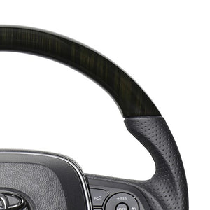 REAL PREMIUM SERIES SOFT D SHAPE 55 BLACK WOOD BLACK EURO STITCH STEERING WHEEL FOR TOYOTA RAV4 PHV 50  TYFP-55BKW