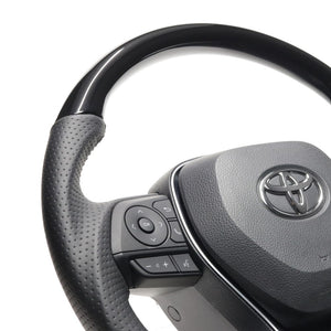 REAL PREMIUM SERIES SOFT D SHAPE PIANO BLACK BLACK EURO STITCH STEERING WHEEL FOR TOYOTA RAV4 PHV 50  TYFP-PBW