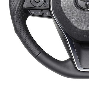 REAL PREMIUM SERIES SOFT D SHAPE NAPPA ALL LEATHER BLACK EURO STITCH STEERING WHEEL FOR TOYOTA RAV4 PHV 50  TYFP-LPB