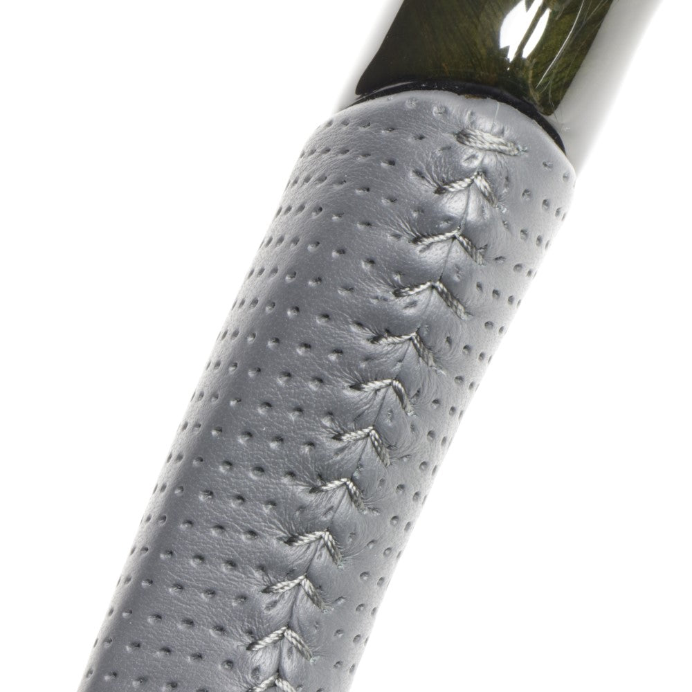 REAL PREMIUM SERIES ROUND SHAPE BLACK WOOD GRAY STITCH STEERING WHEEL FOR TOYOTA LAND CRUISER 70  H204P-BKW-70