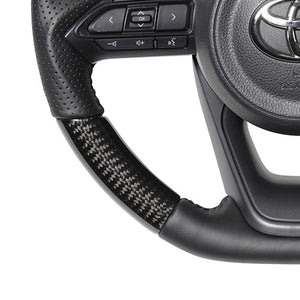 REAL ORIGINAL SERIES D SHAPE BLACK CARBON BLACK STITCH STEERING WHEEL FOR TOYOTA SIENTA MXPL10 MXPC10  TYE-BKC-BK