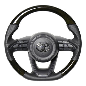 REAL ORIGINAL SERIES D SHAPE BLACK WOOD BLACK STITCH STEERING WHEEL FOR TOYOTA SIENTA MXPL10 MXPC10  TYE-BKW-BK