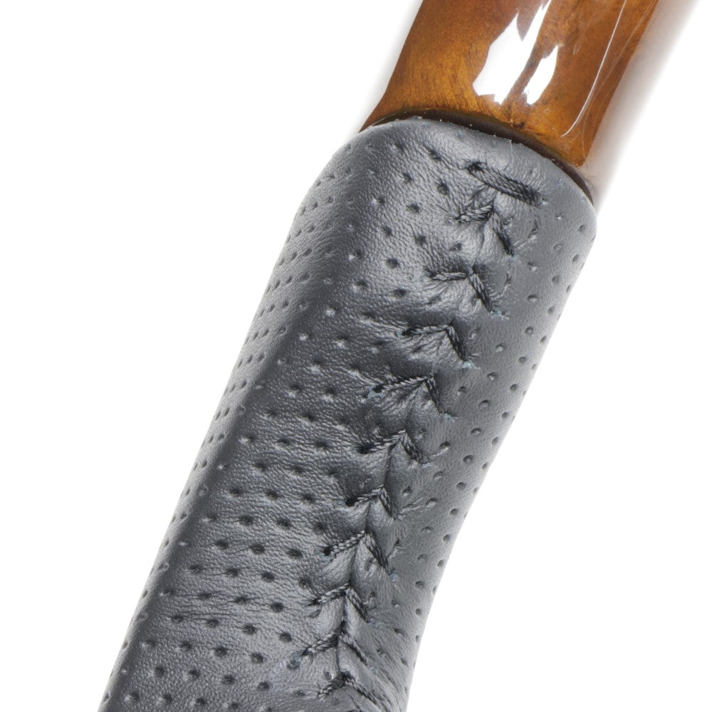 REAL ORIGINAL SERIES D SHAPE 42 BROWN WOOD BLACK STITCH STEERING WHEEL FOR TOYOTA YARIS 10 210  TYE-42BRW-BK