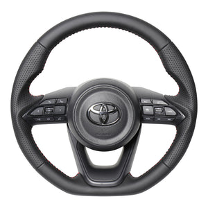 REAL ORIGINAL SERIES D SHAPE ALL LEATHER RED STITCH STEERING WHEEL FOR TOYOTA SIENTA MXPL10 MXPC10  TYE-LPB-RD