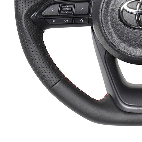 REAL ORIGINAL SERIES D SHAPE ALL LEATHER RED STITCH STEERING WHEEL FOR TOYOTA SIENTA MXPL10 MXPC10  TYE-LPB-RD