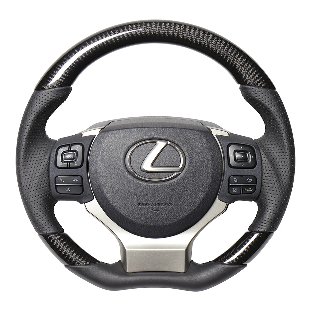 REAL ORIGINAL SERIES PARALLEL CUT C SHAPE BLACK CARBON BLACK EURO STITCH STEERING WHEEL FOR LEXUS GS F 10 : ZENKI  LXC-BKC-BK