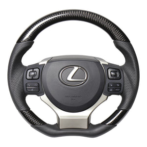 REAL ORIGINAL SERIES PARALLEL CUT C SHAPE BLACK CARBON BLACK EURO STITCH STEERING WHEEL FOR LEXUS RC 10 : ZENKI  LXC-BKC-BK