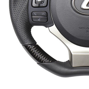 REAL ORIGINAL SERIES PARALLEL CUT C SHAPE BLACK CARBON BLACK EURO STITCH STEERING WHEEL FOR LEXUS RC 10 : ZENKI  LXC-BKC-BK