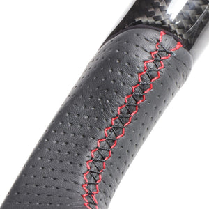 REAL ORIGINAL SERIES PARALLEL CUT C SHAPE BLACK CARBON & DARK WINE LEATHER RED X BLACK EURO STITCH STEERING WHEEL FOR LEXUS CT 10 : 1 2 TYPE  LXC-BKC-RD