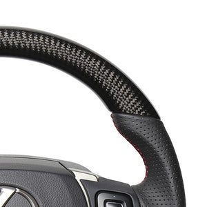 REAL ORIGINAL SERIES PARALLEL CUT C SHAPE BLACK CARBON & DARK WINE LEATHER RED X BLACK EURO STITCH STEERING WHEEL FOR LEXUS RC 10 : ZENKI  LXC-BKC-RD