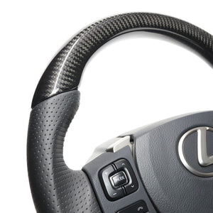 REAL ORIGINAL SERIES PARALLEL CUT C SHAPE BLACK CARBON & DARK WINE LEATHER RED X BLACK EURO STITCH STEERING WHEEL FOR LEXUS IS 30 : ZENKI  LXC-BKC-RD