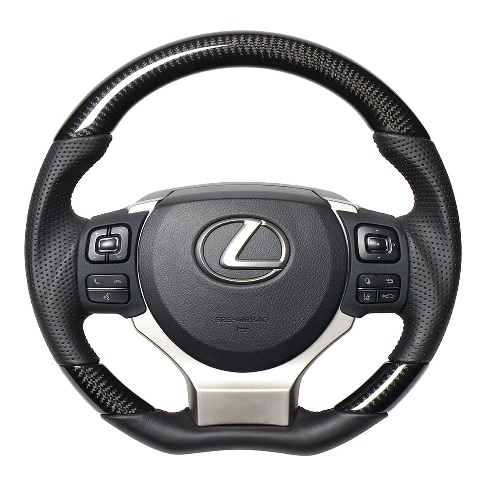 REAL ORIGINAL SERIES PARALLEL CUT C SHAPE BLACK CARBON DARK WINE X BLACK EURO STITCH STEERING WHEEL FOR LEXUS NX 10 : ZENKI  LXC-BKC-DW