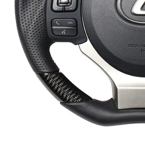 REAL ORIGINAL SERIES PARALLEL CUT C SHAPE BLACK CARBON DARK WINE X BLACK EURO STITCH STEERING WHEEL FOR LEXUS GS F 10 : ZENKI  LXC-BKC-DW